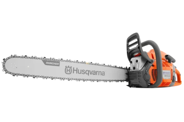 Experience the power of the Husqvarna 460 Rancher Gas Chainsaw, perfect for tough cutting jobs with its robust design and enhanced performance.