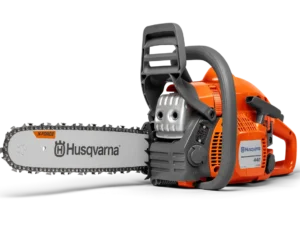 Experience the Husqvarna 440 Gas Chainsaw: powerful, lightweight, and ideal for homeowners needing efficiency in various cutting tasks.