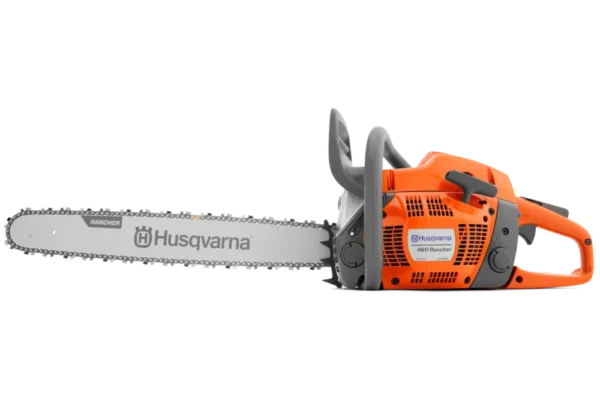 Experience the power of the Husqvarna 460 Rancher Gas Chainsaw, perfect for tough cutting jobs with its robust design and enhanced performance.