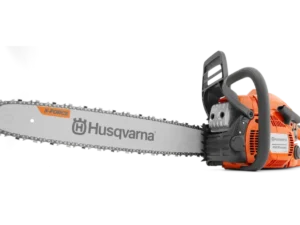 Meet the Husqvarna 450 Rancher Gas Chainsaw: 18-inch bar for superior cutting power, perfect for landowners seeking robust performance and durability.